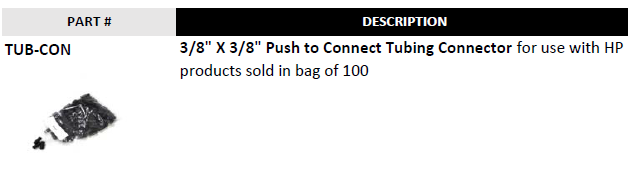 Connector -- Part#TUB-CON